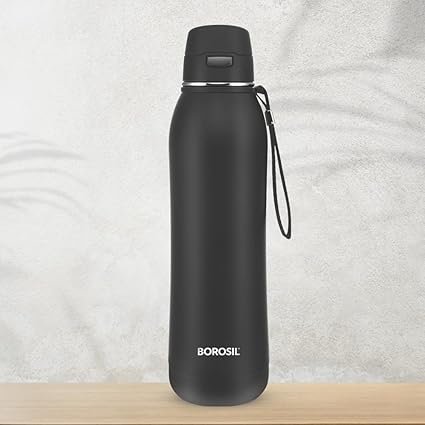 Borosil Hydra Rivera Black 600 ml Stainless Steel Water Bottle Borosil Hydra Rivera Black 600 ml Stainless Steel Water Bottle