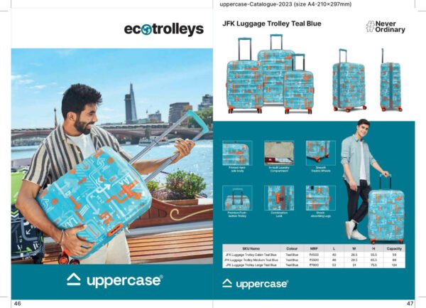 JFK LUGGAGE TROLLEY TEAL BLUE